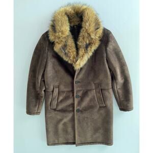 ZARA Faux Suede Coat with Faux Fur Collar